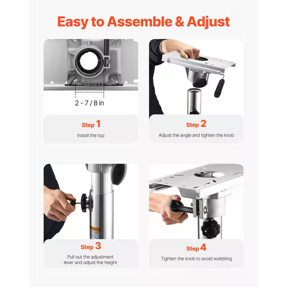Boat Seat Pedestal, Aluminum Alloy Chair Base Slide, 5-In. Sliding Travel, Locking Design, Adjustable 13.39 to 19.2 In.
