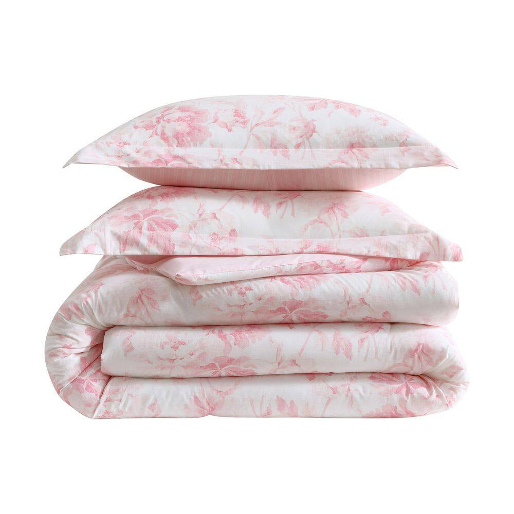 Anja Textured Toile 2-Piece Pink Cotton Twin Comforter Set