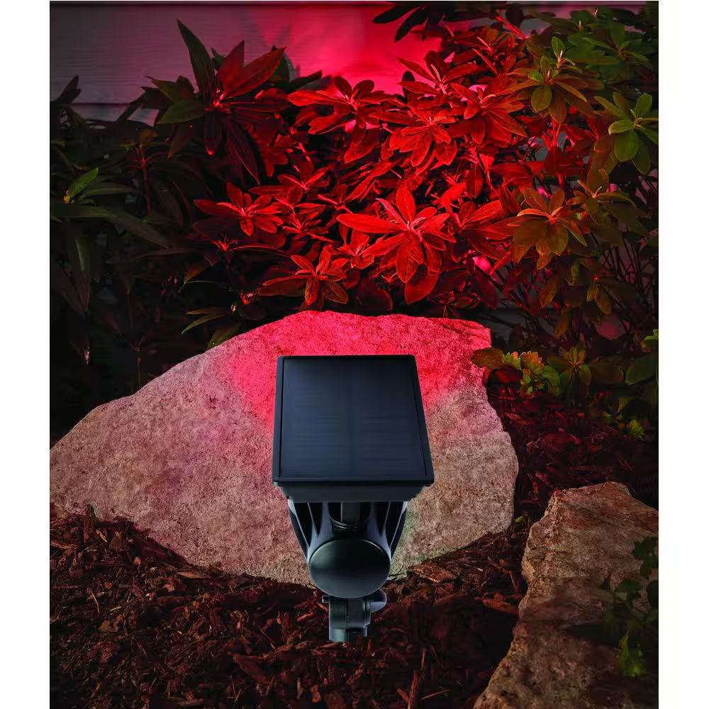 120 Lumen Black LED Weather Resistant Outdoor Solar Spot Light with Color Changing and Adjustable Head