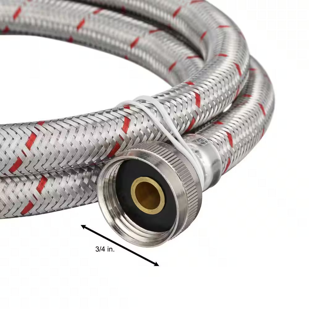 3/4 In. FHT X 3/4 In. FHT X 60 In. Stainless Steel Washing Machine Supply Line (2-Pack)