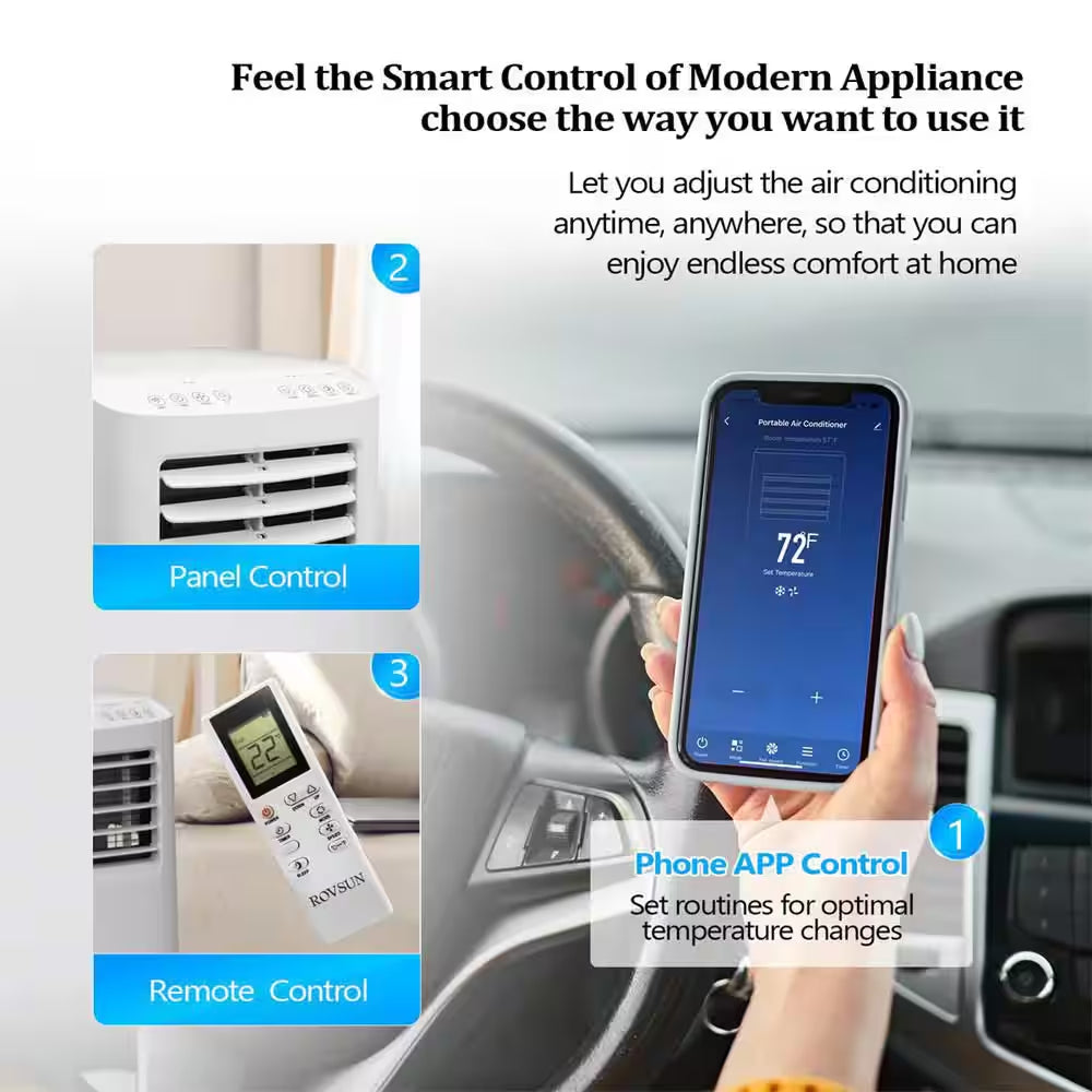 5100 BTU (DOE) WIFI Portable Air Conditioner Cools 200 Sq. Ft. with Dehumidifier and Remote in White