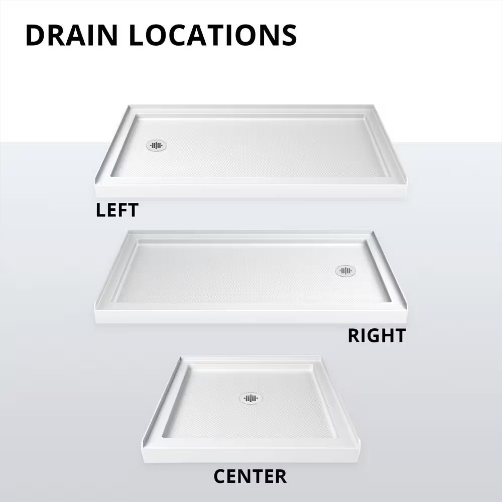 Slimline 48 In. X 36 In. Single Threshold Alcove Shower Pan Base in White with Center Drain