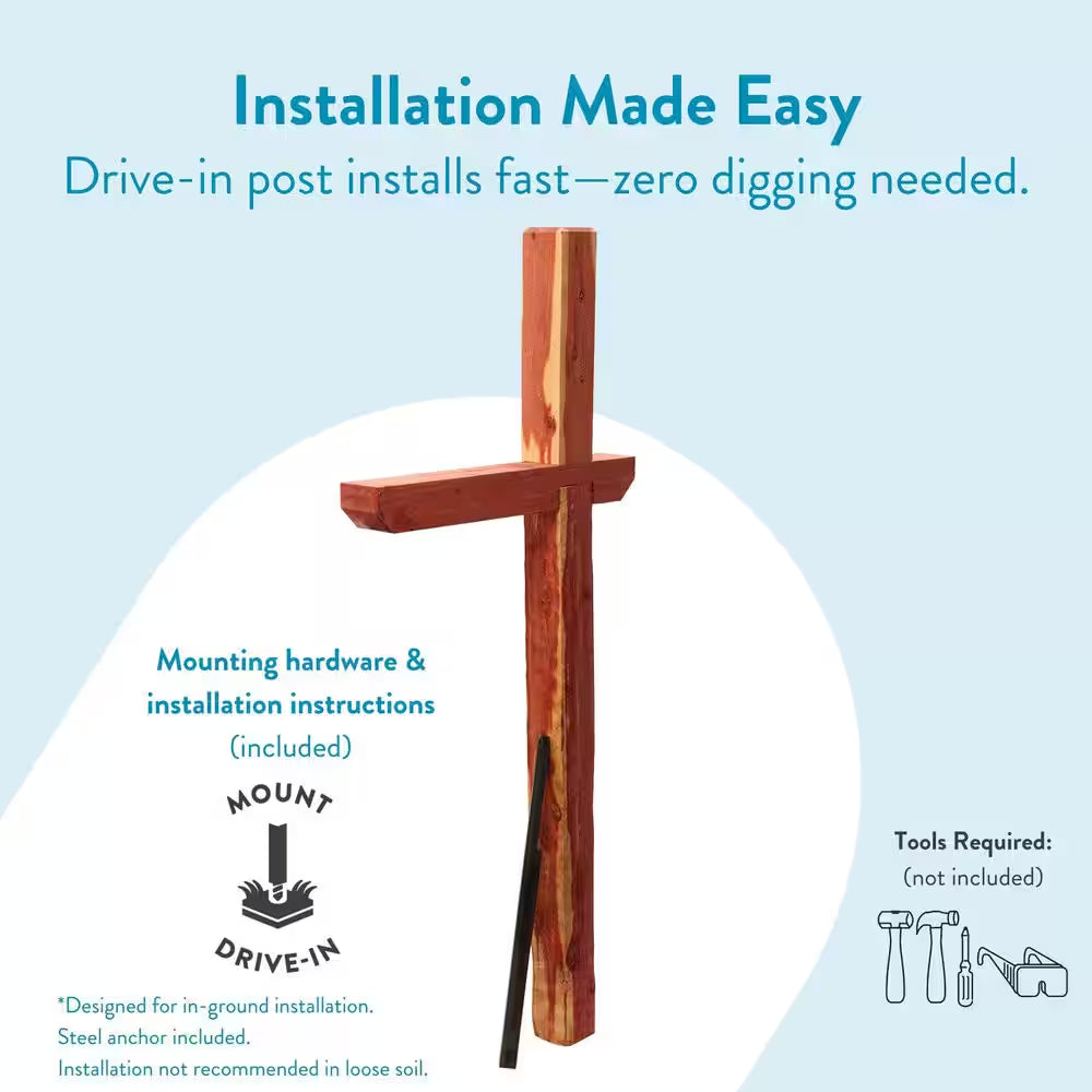 Cedar Deluxe, Drive-In, Crossarm, Mailbox Post Kit, Natural