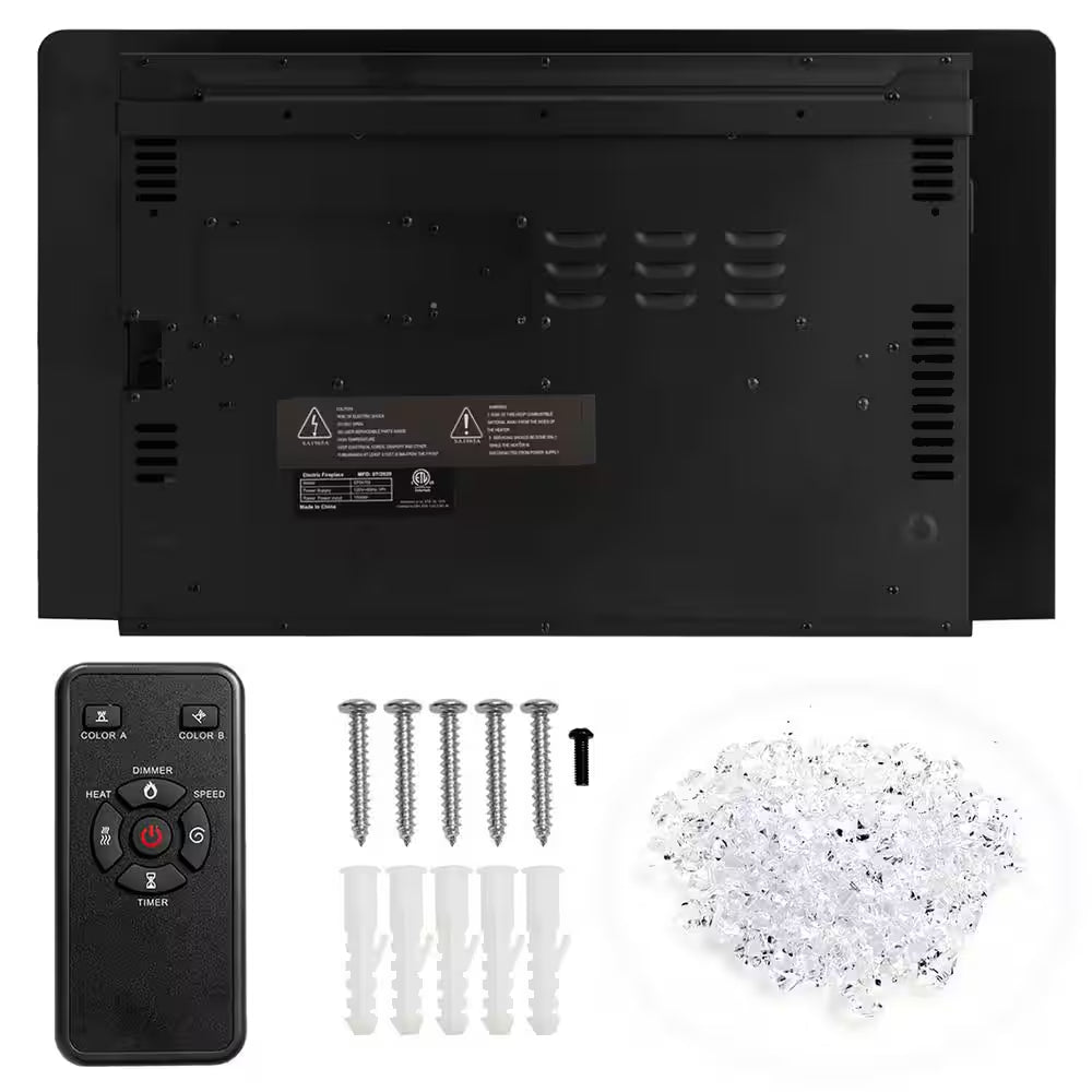 5100 BTU 30 In. Unvented Wall Electric Fireplace Power Furnace in Black