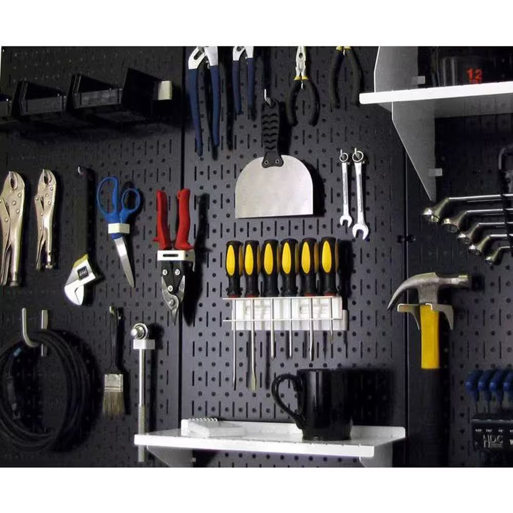 32 In. X 32 In. Overall Size Black Metal Pegboard Pack with Two 32 In. X 16 In. Pegboards