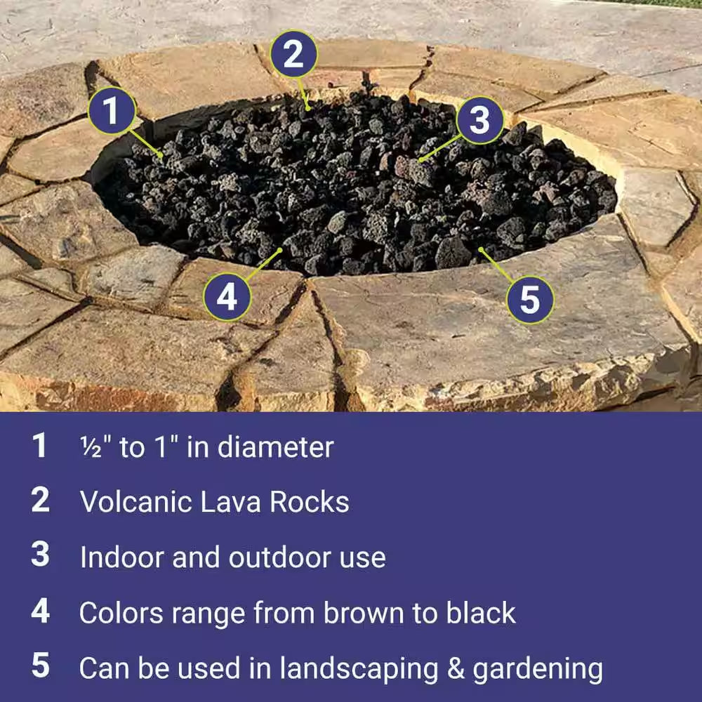 Medium Black Lava Rock (1/2 In. - 1 In.) 10 Lbs. Bag