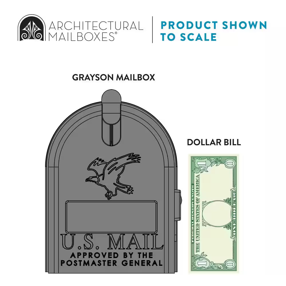 Grayson Gray, Medium, Steel, Post Mount Mailbox