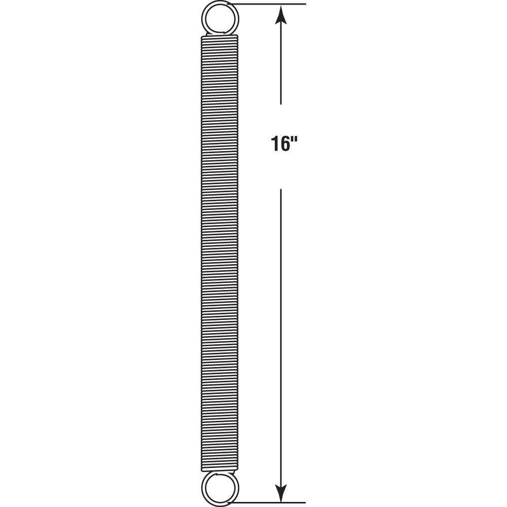 Extension Spring, Spring Steel Construction, Nickel-Plated, .105 GA X 1-1/8 In. X 16 In., Closed Single Loop, (1-Pack)
