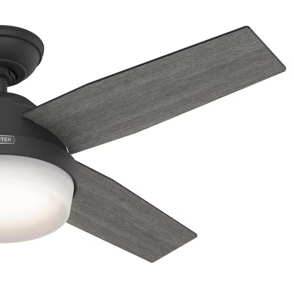 Dempsey 44 In. Indoor Matte Black Ceiling Fan with Remote and Light Kit Included