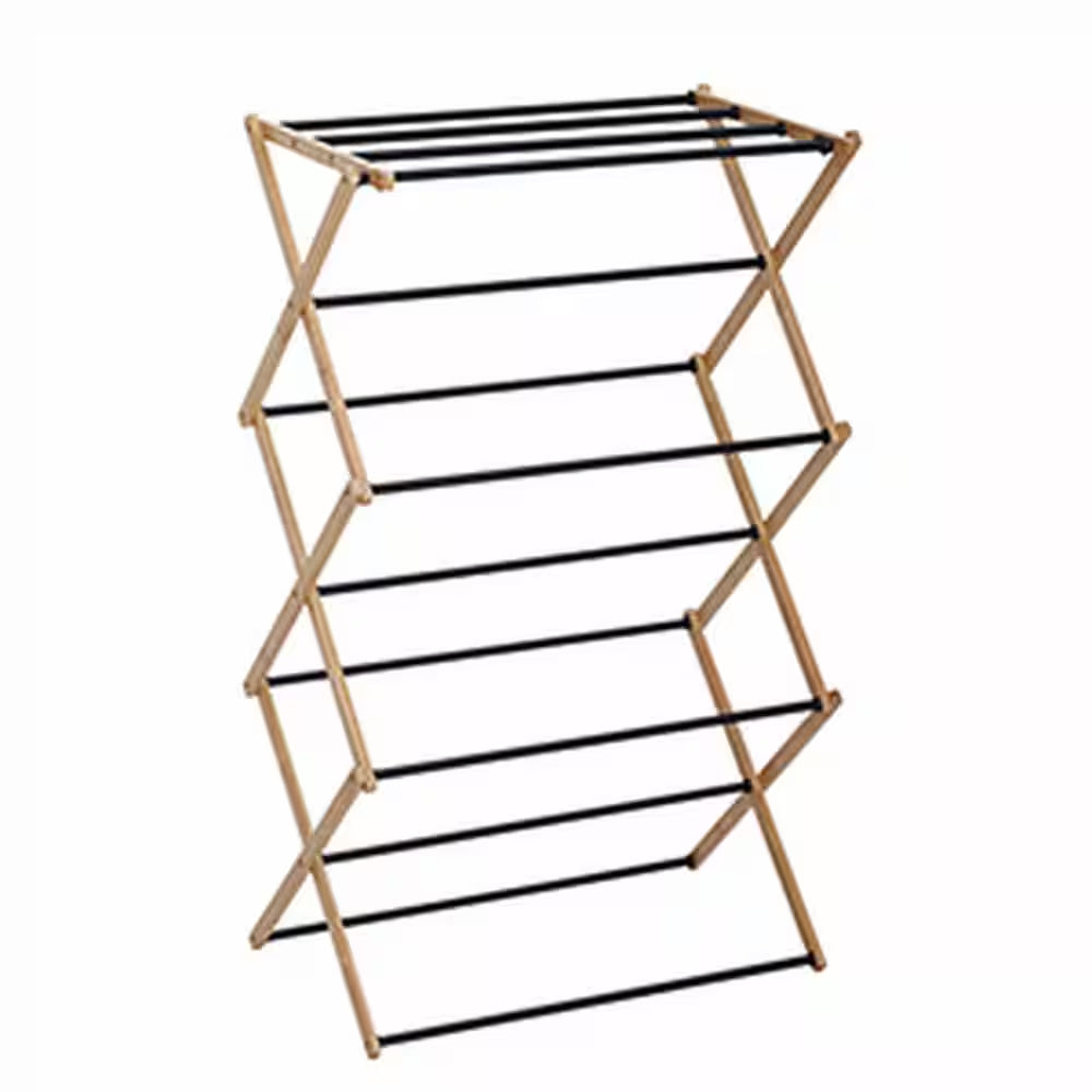 Black 39.37 In. X 14.17 In. X 23.62 In. Bamboo Free Standing Folding Drying Rack