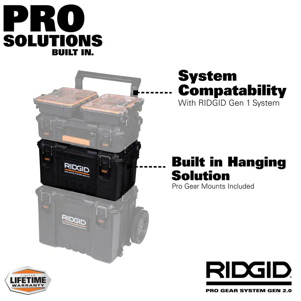 Pro Gear System Gen 2.0 Stackable Durable 22 In. Modular Tool Box Storage with Heavy Duty Latches and Handles
