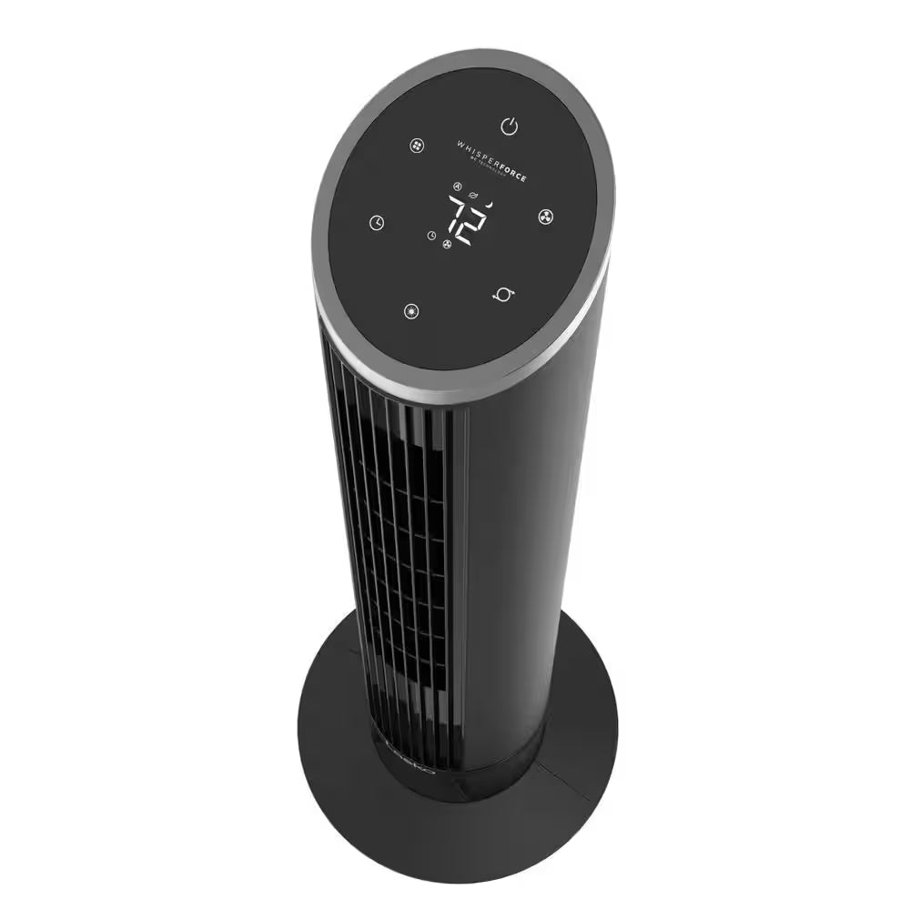 36 In. 12-Speed Oscillating Tower Fan in Black with Quiet DC Motor for Bedrooms, 4-Fan Modes, Timer, Remote, 11 In. Dia