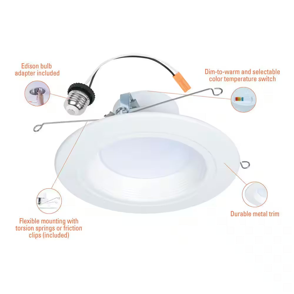 RL56 Series 5/6-Inch Recessed LED Retrofit Module. Selectable CCT Integrated LED Matte White, 600 Lumens