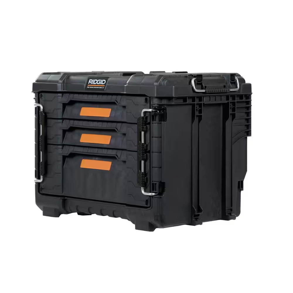 Pro Gear System Gen 2.0 14.6 In. W Black Resin XL 3 Drawer Durable Hand Tool Box with Dividers for Internal Organization