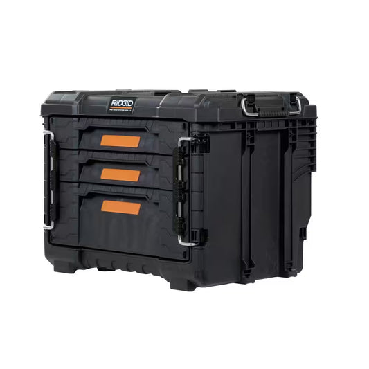 Pro Gear System Gen 2.0 14.6 In. W Black Resin XL 3 Drawer Durable Hand Tool Box with Dividers for Internal Organization