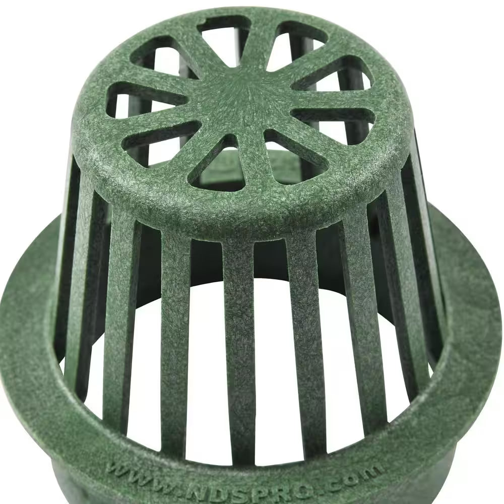 4 In. Plastic round Atrium Drainage Grate in Green