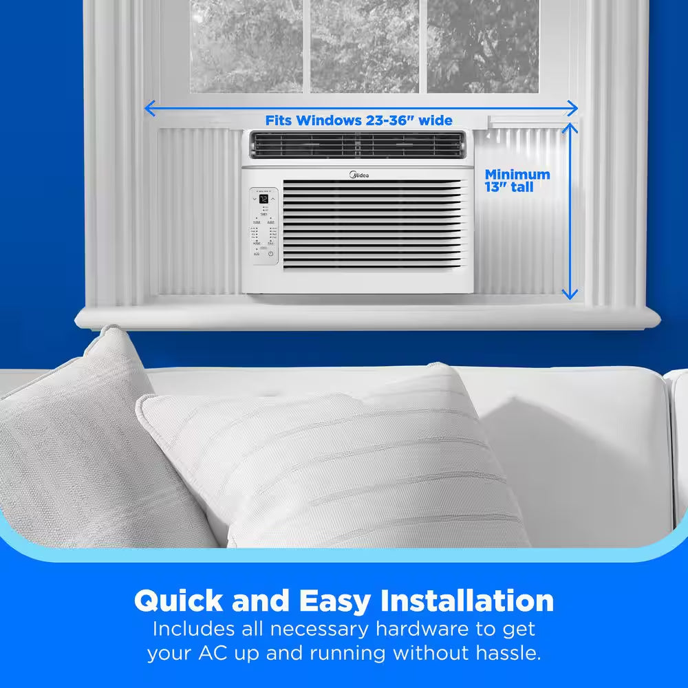 6,000 BTU Window AC Cools up to 250 Sq. Ft. with Remote, Sleep Mode, Timer, Drain Hose and Wi-Fi in White