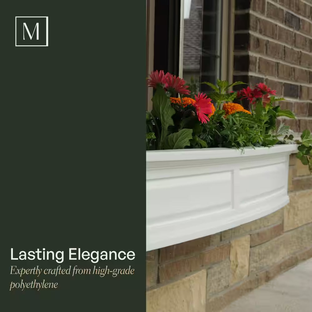 Nantucket 36 In. X 11.5 In. Self-Watering White Polyethylene Window Box