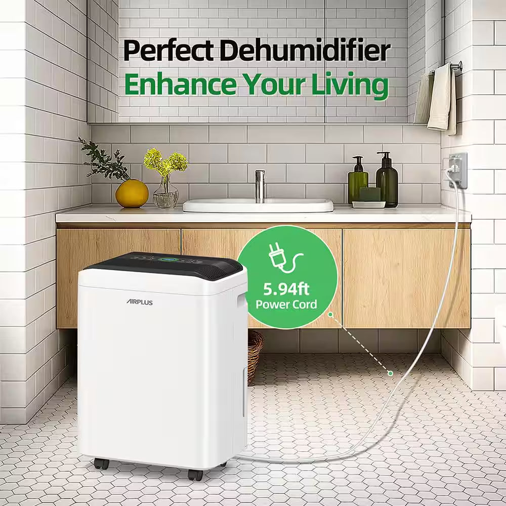 50 Pt. 4,500 Sq. Ft. Dehumidifier in White with Drain Hose and Bucket, Auto Defrost, Low Noise, Dehumidify Efficiently