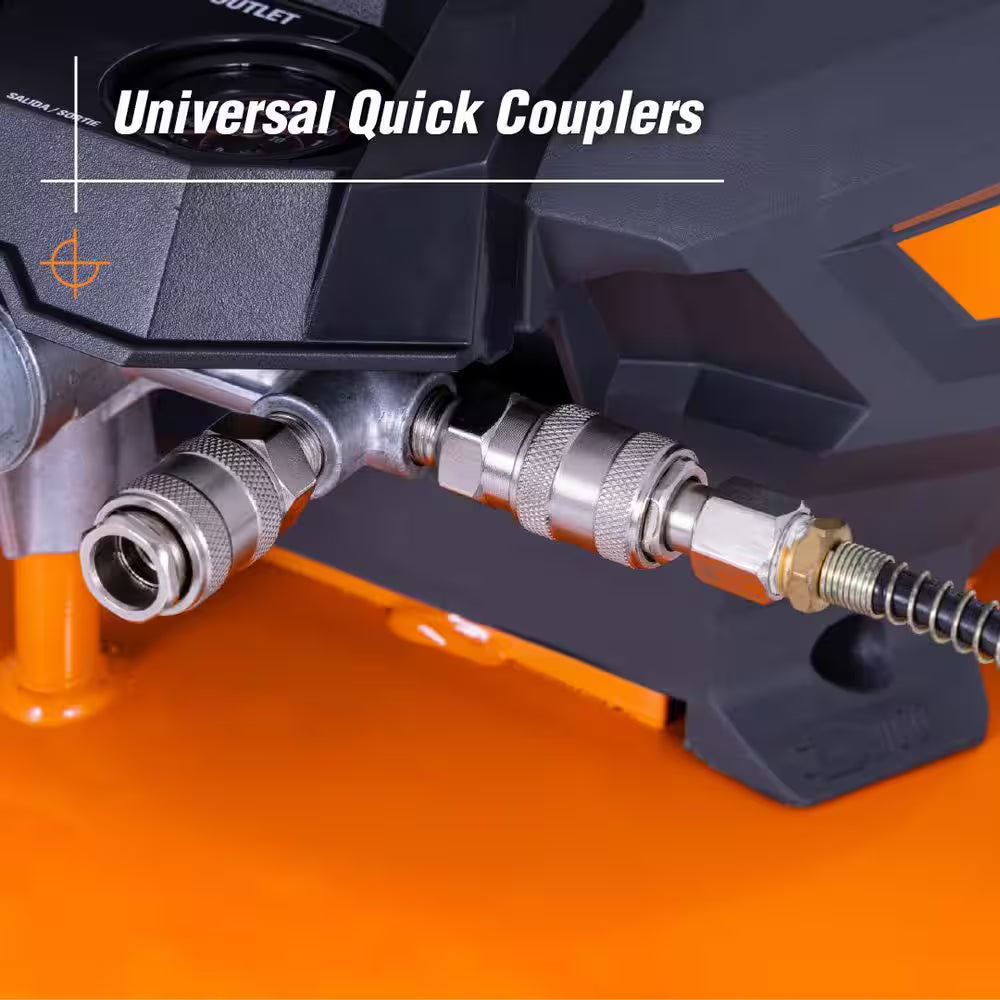 6 Gal. 150 PSI Portable Electric Oil-Free Jobsite Pancake Air Compressor with Dual Pressure Gauges and 2-Quick Couplers