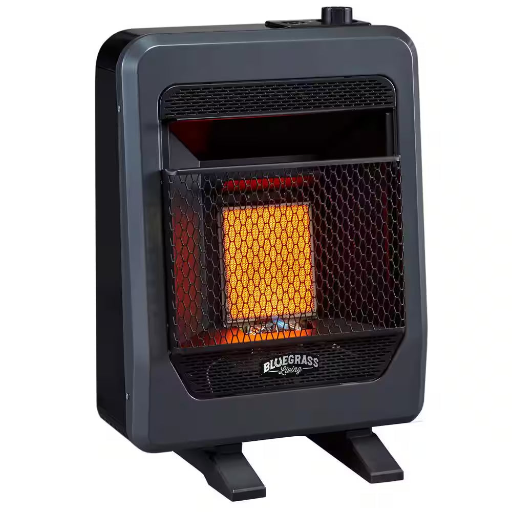 Natural Gas Vent Free Infrared Gas Space Heater with Base Feet - 10,000 BTU, T-Stat Control