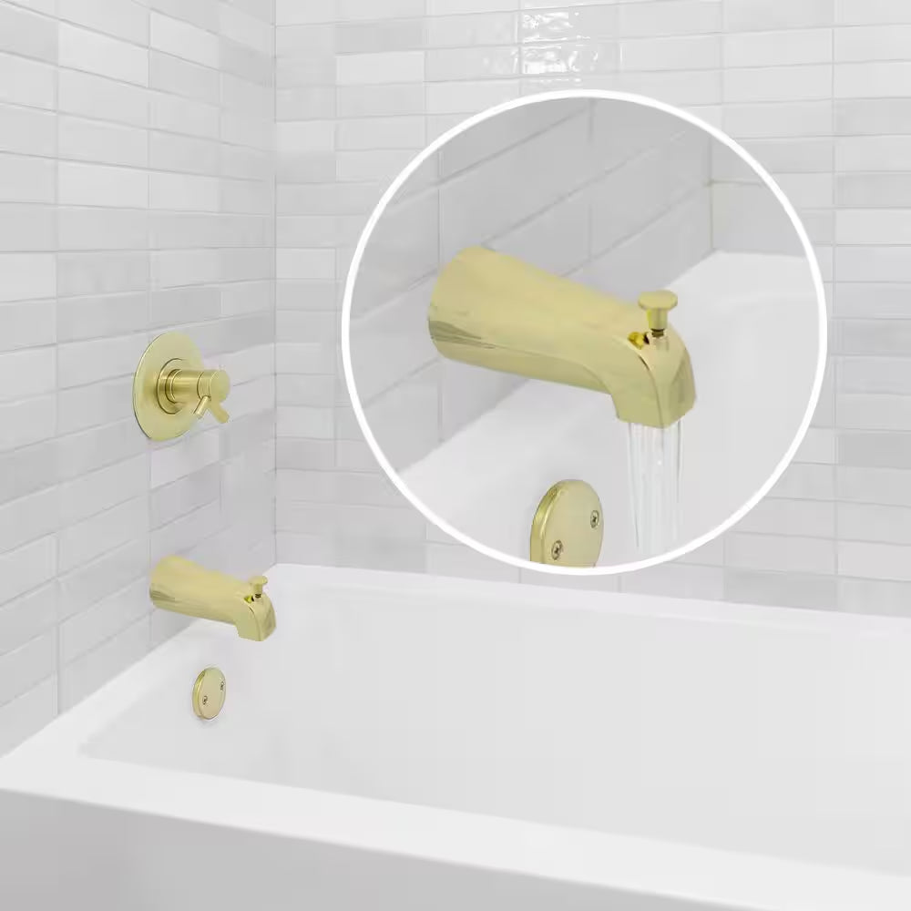Diverter Tub Spout with Slip Fit and IPS Connection in Polished Brass