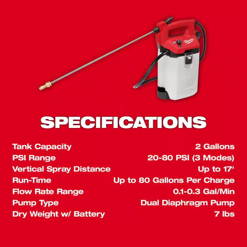 M12 12-Volt 2 Gal. Lithium-Ion Cordless Handheld Sprayer Kit with 2.0 Ah Battery and Charger
