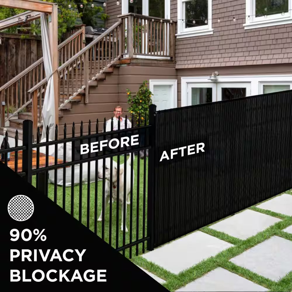 6 Ft. X 50 Ft. Black Privacy Fence Screen Netting Mesh with Reinforced Grommet for Chain Link Garden Fence