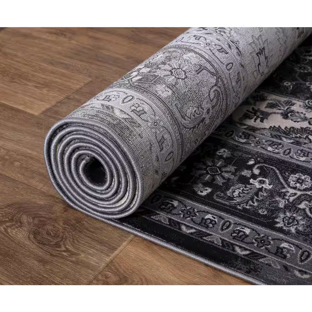 Angora Medallion Anthracite 2 Ft. X 7 Ft. Rectangle Indoor Runner Rug