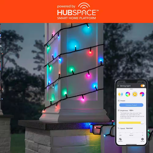 100-Light 40 Ft. Indoor/Outdoor Plug-In Integrated LED RGB Color Changing Novelty String Light Powered by Hubspace