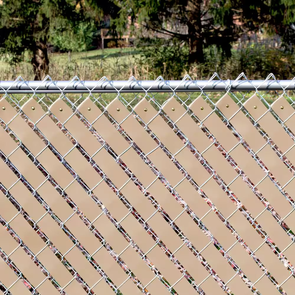 250 Ft. Roll Economy Vinyl Fence Weave Beige with 100 Brass Fasteners