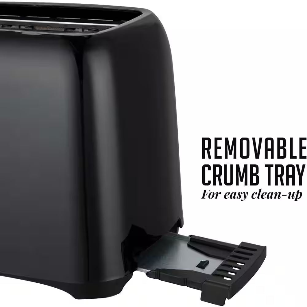700-Watt 2-Slice Black Bread Toaster