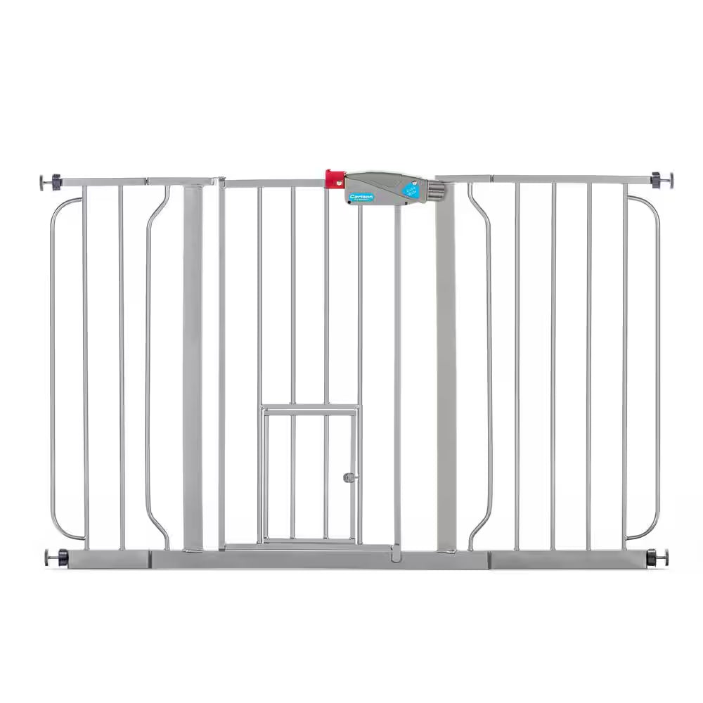 Carlson Extra Wide Walk-Through Pet Gate with Small Pet Door, Platinum
