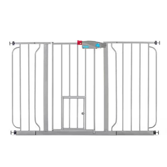 Carlson Extra Wide Walk-Through Pet Gate with Small Pet Door, Platinum