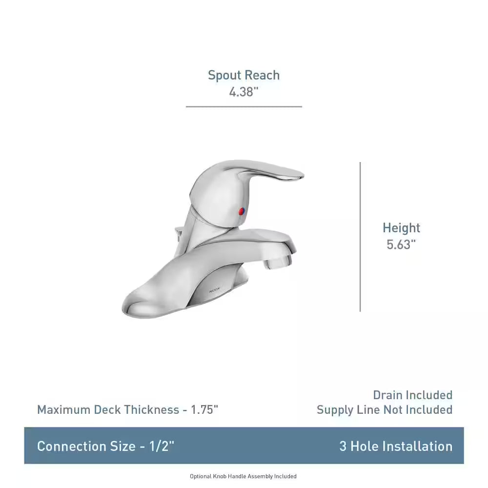 Adler 4 In. Centerset Single Handle Low-Arc Bathroom Faucet in Chrome