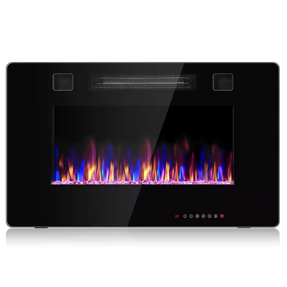 5100 BTU 30 In. Unvented Wall Electric Fireplace Power Furnace in Black