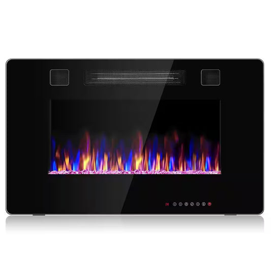 5100 BTU 30 In. Unvented Wall Electric Fireplace Power Furnace in Black