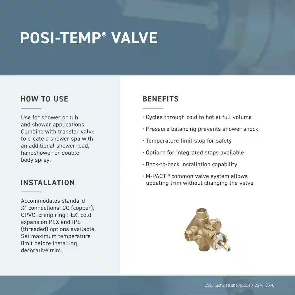 Gibson Single-Handle Posi-Temp Valve Only Faucet Trim Kit in Chrome (Valve Not Included)