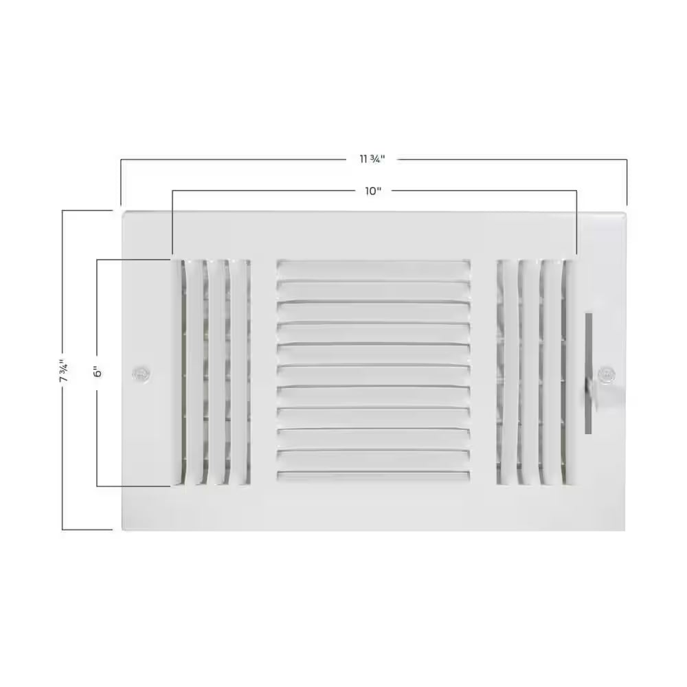 10 In. X 6 In. 3-Way Steel Wall/Ceiling Registered, White