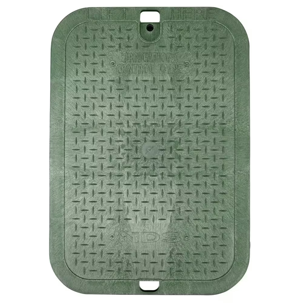 14 In. X 19 In. Rectangular Valve Box and Cover, Black Box, Green ICV Cover