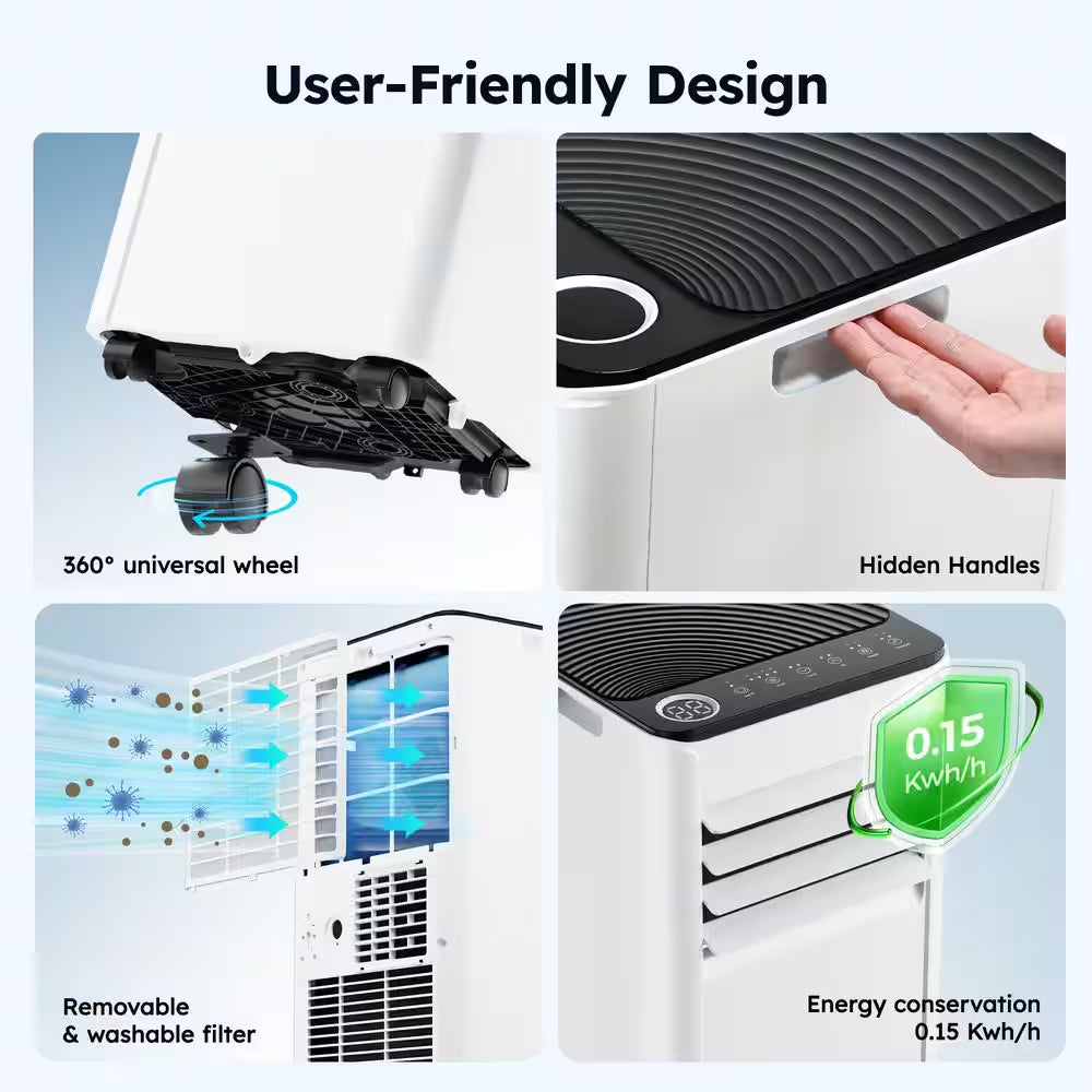8000 BTU Portable Air Conditioner 350 Sq. Ft. with Dehumidifier with Remote in White, Timer, 3-Modes