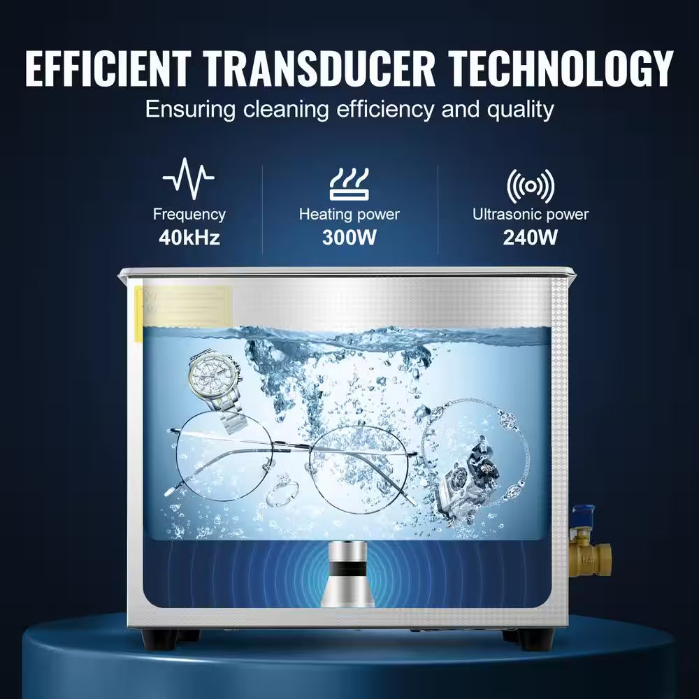 Ultrasonic Machine 10L Ultrasonic Cleaning Machine 40 KHZ with Digital Timer and Heater Professional
