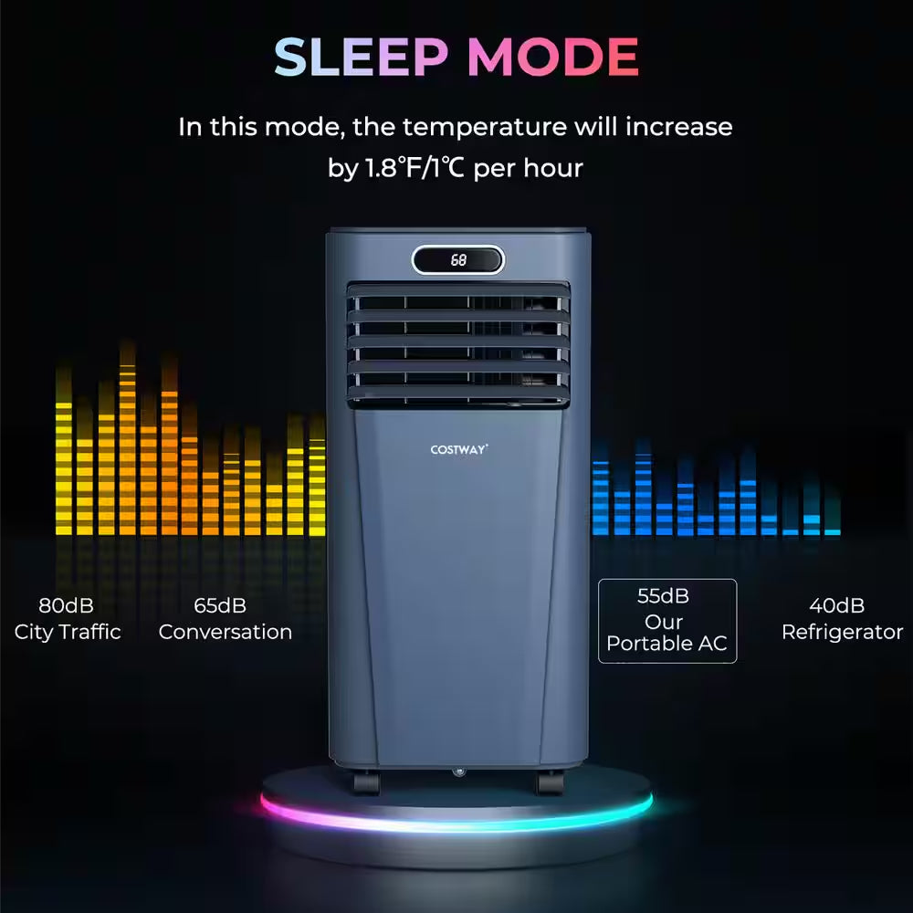 8000BTU (ASHRAE) 5000 BTU (DOE) Portable Air Conditioner Cools 220 Sq. Ft. with Remote Control in Blue