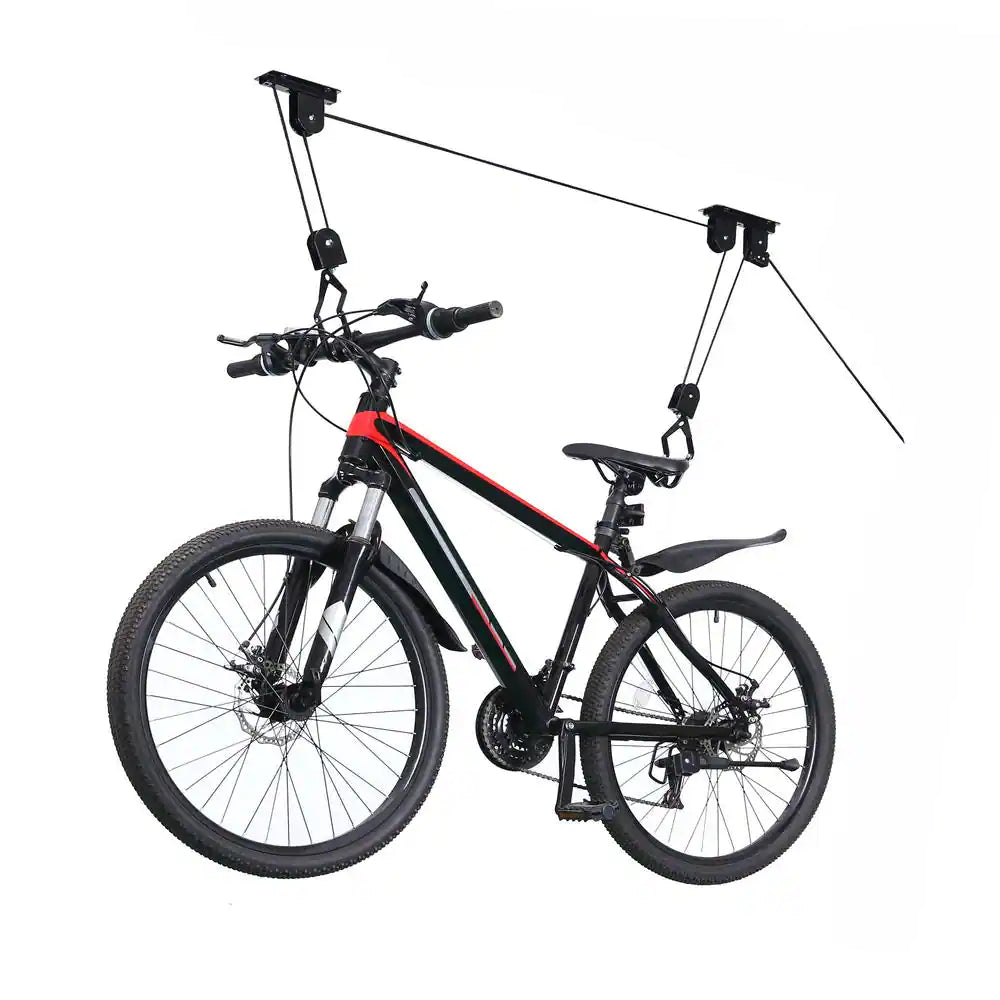 Black 2-Bike Ceiling Mount Garage Bike Rack
