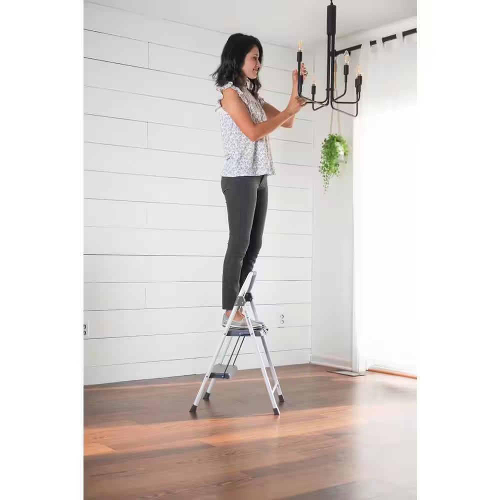2-Step Compact Steel Step Stool, 225 Lbs. Load Capacity Type II Duty Rating (8Ft. Reach Height)