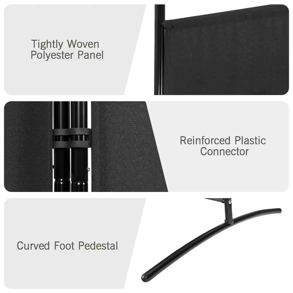 6 Ft. Black 3-Panel Room Divider
