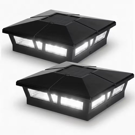 Cambridge 6 In. X 6 In. Outdoor Black LED Solar Post Cap (2-Pack)