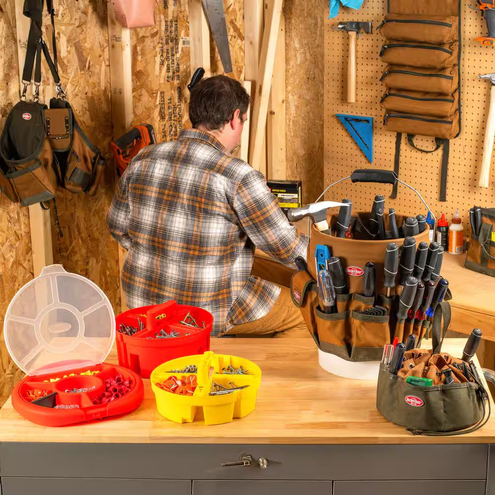 12.25 In. 5 Gal. Bucket Plastic Seat Lid Small Parts Organizer in Red