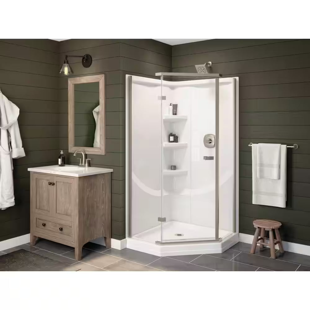 38 In. W X 73.88 In. H 2-Piece Direct-To-Stud Corner Shower Wall Surrounds in White