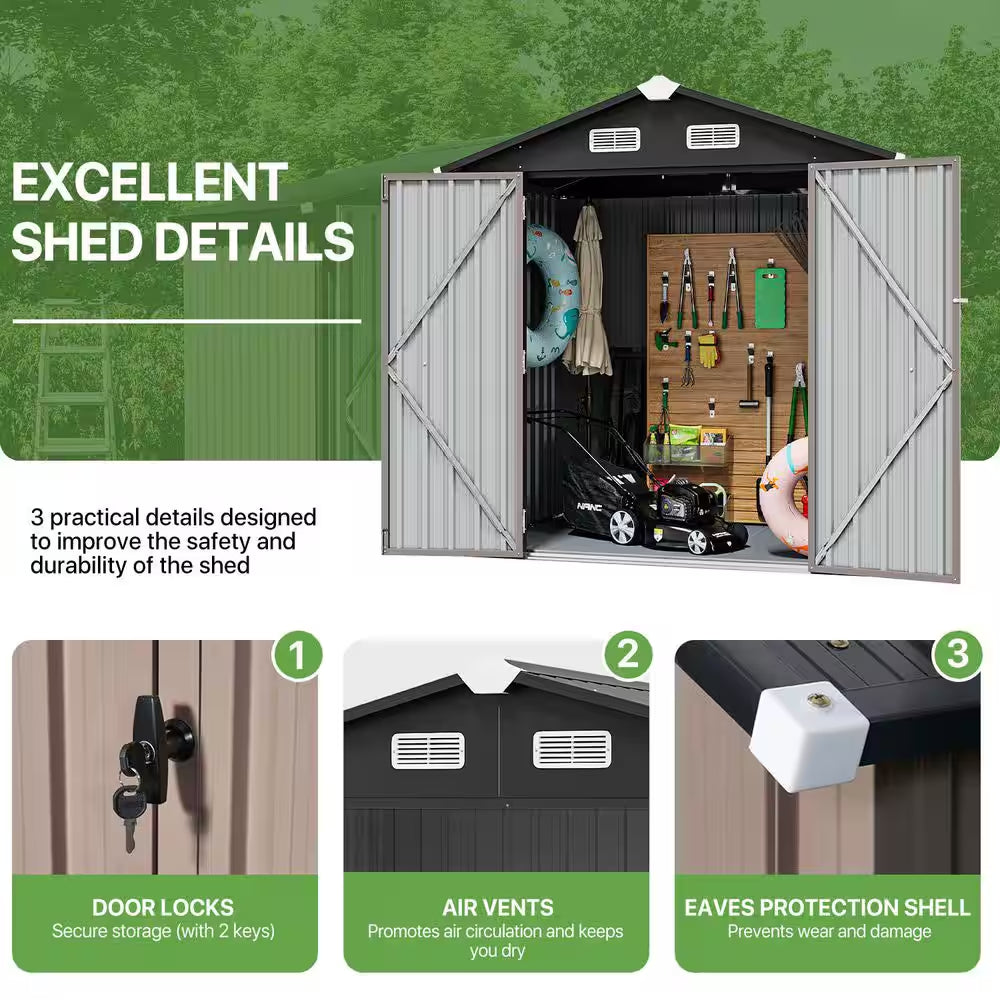 6 Ft. W X 4 Ft. D Metal Storage Shed for Garden and Backyard (25 Sq. Ft. )